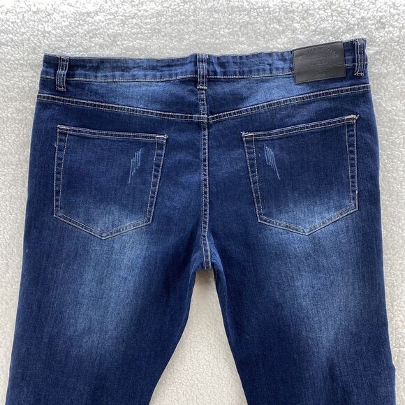 Henry & William Jeans Mens 42x32 Blue Relax Fit Distressed American Preppy Denim - Picture 9 of 16